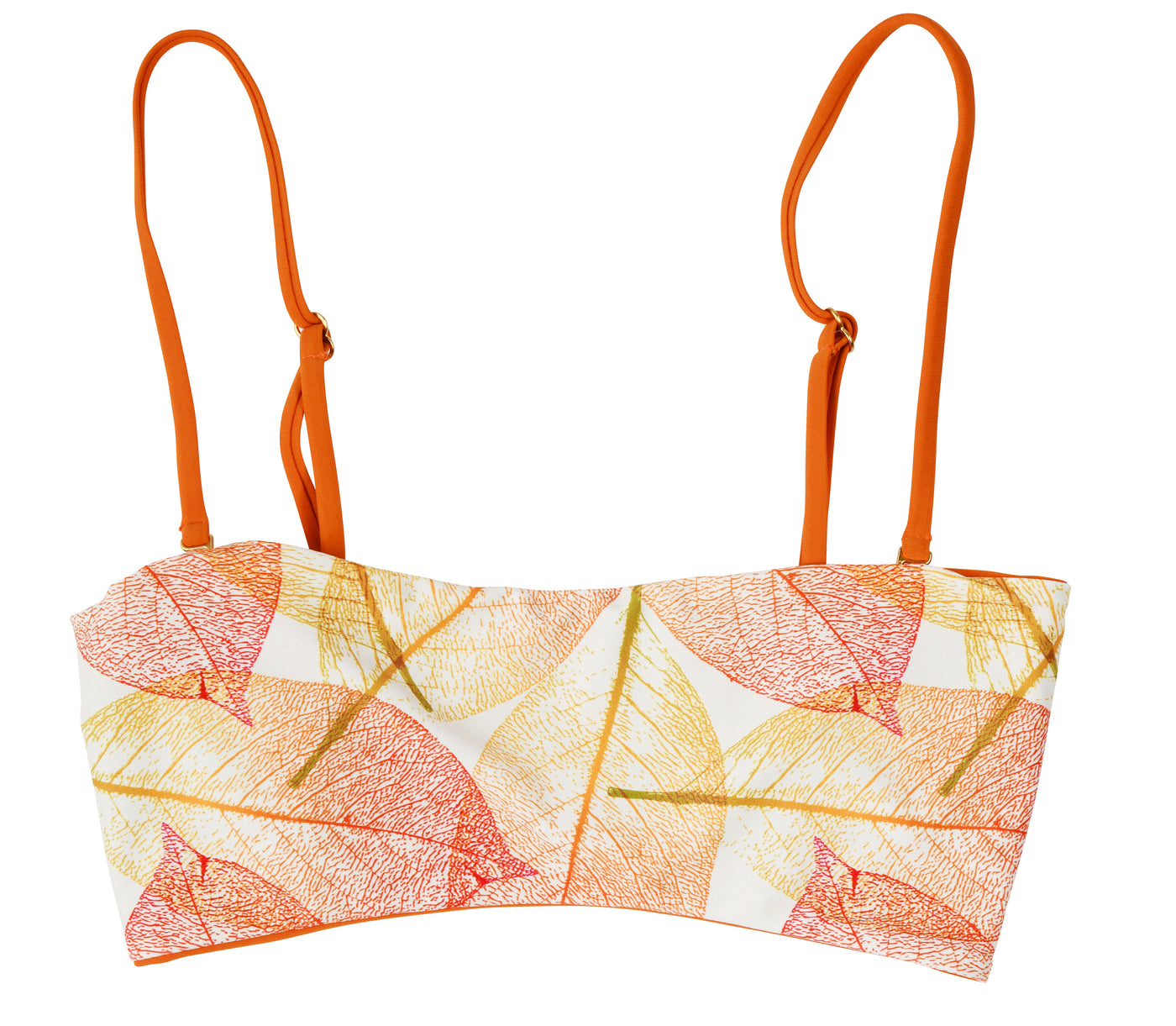 Bella Reversible Bandeau Bikini Top (Leaves/Burnt Orange) - Lagoa Swimwear