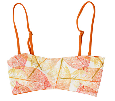 Bella Reversible Bandeau Bikini Top (Leaves/Burnt Orange) - Lagoa Swimwear