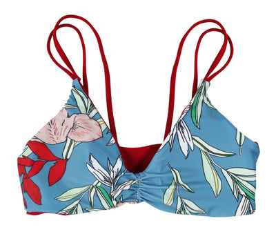 Gina Reversible Fixed Triangle Bikini Top (Scarlet/Floral) - Lagoa Swimwear