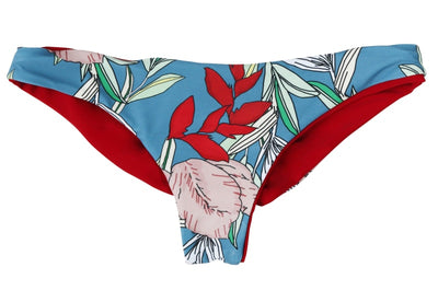 Bea Reversible Ruched Bikini Bottom (Scarlet/Floral) - Lagoa Swimwear