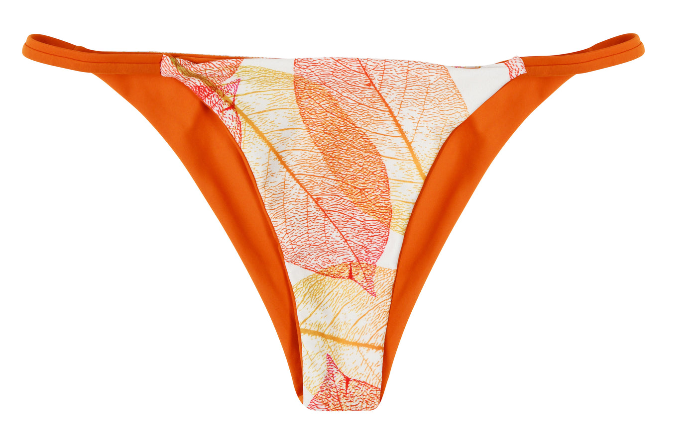 Layla Reversible Cheeky Bikini Bottom (Leaves/Burnt Orange) - Lagoa Swimwear