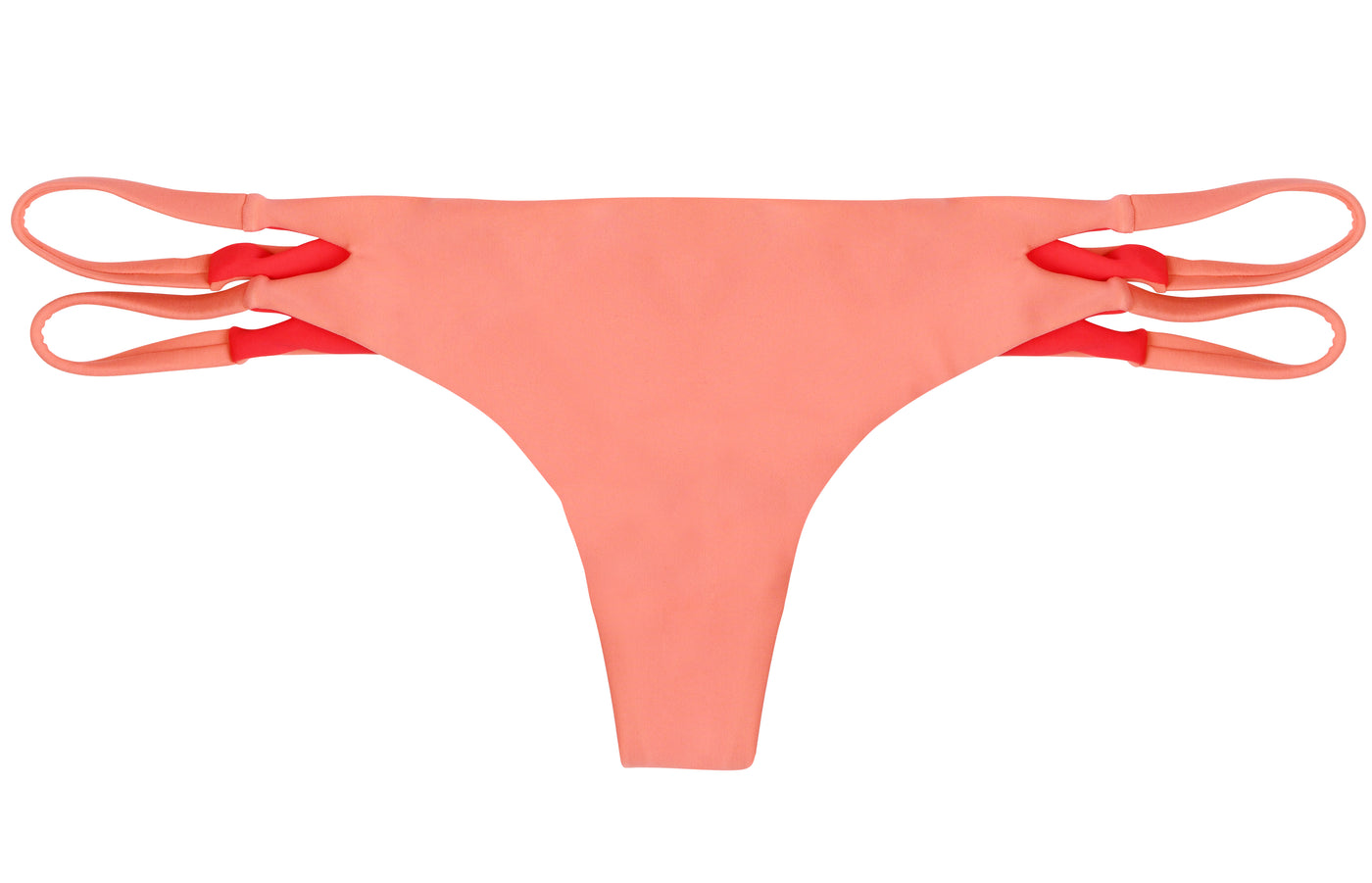 Olivia Reversible Skimpy Bikini Bottom (Coral/Rose) - Lagoa Swimwear
