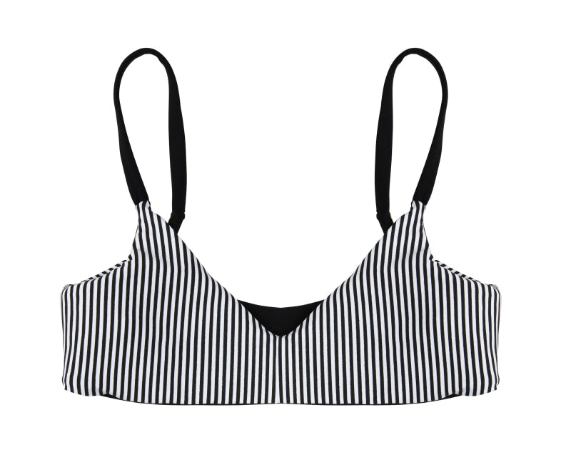 Grace Reversible Scoop Neck Bikini Top (Stripe/Black) - Lagoa Swimwear