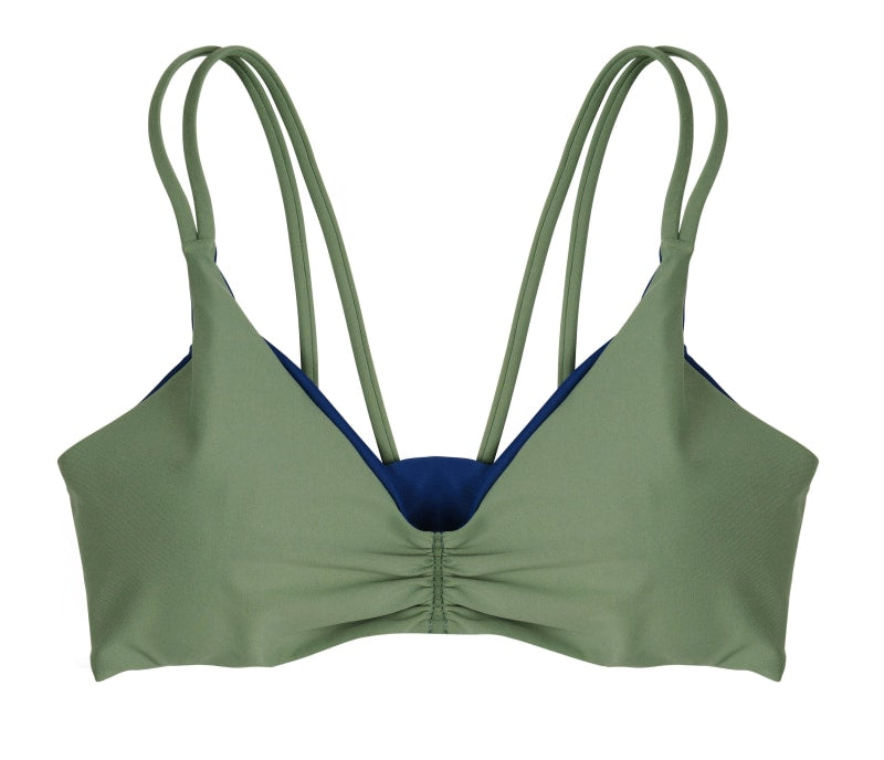 Gina Reversible Fixed Triangle Bikini Top (Moss/Navy) - Lagoa Swimwear