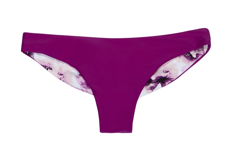 Bea Reversible Ruched Bikini Bottom (Peony/Plum) - Lagoa Swimwear