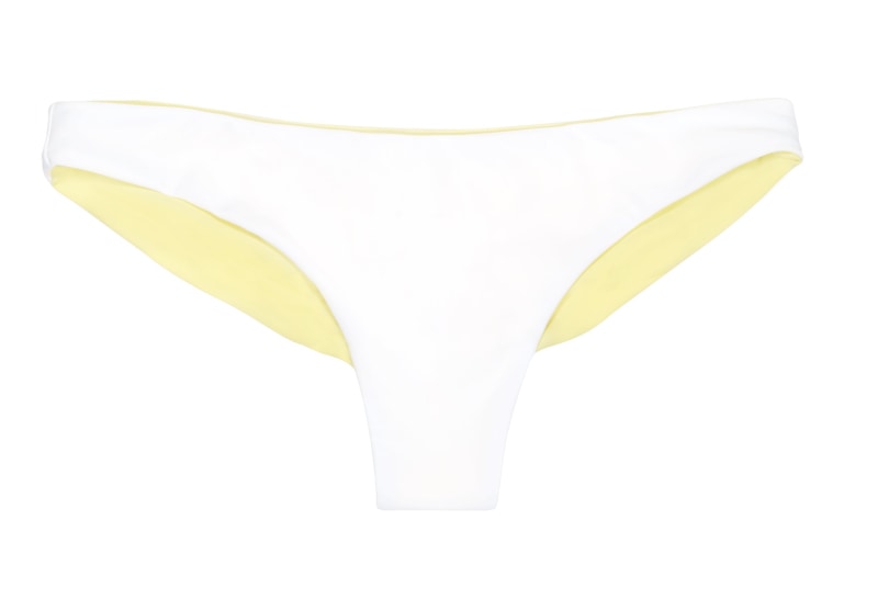 Bea Reversible Ruched Bikini Bottom (White/Lemon) - Lagoa Swimwear
