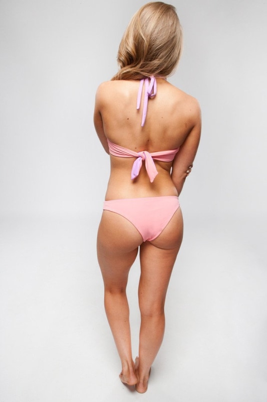 Emily High Neck Reversible Bikini Top (Coral/Lilac) - Lagoa Swimwear