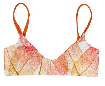 Grace Reversible Scoop Neck Bikini Top (Leaves/Burnt Orange) - Lagoa Swimwear