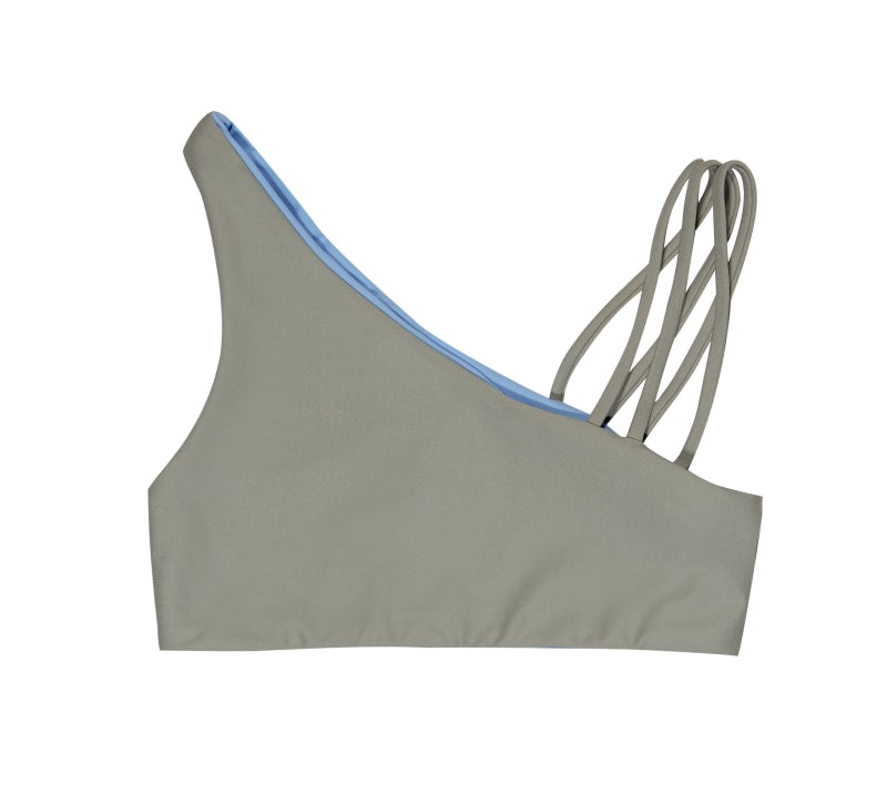 Nikki Reversible Bikini Crop Top (Gray/Sky) - Lagoa Swimwear