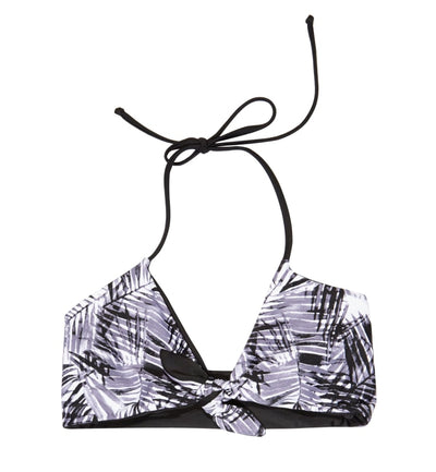 Zara Reversible Tie Front Bikini Top (Leaf/Black) - Lagoa Swimwear