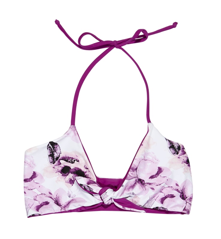 Zara Reversible Tie Front Bikini Top (Peony/Plum) - Lagoa Swimwear